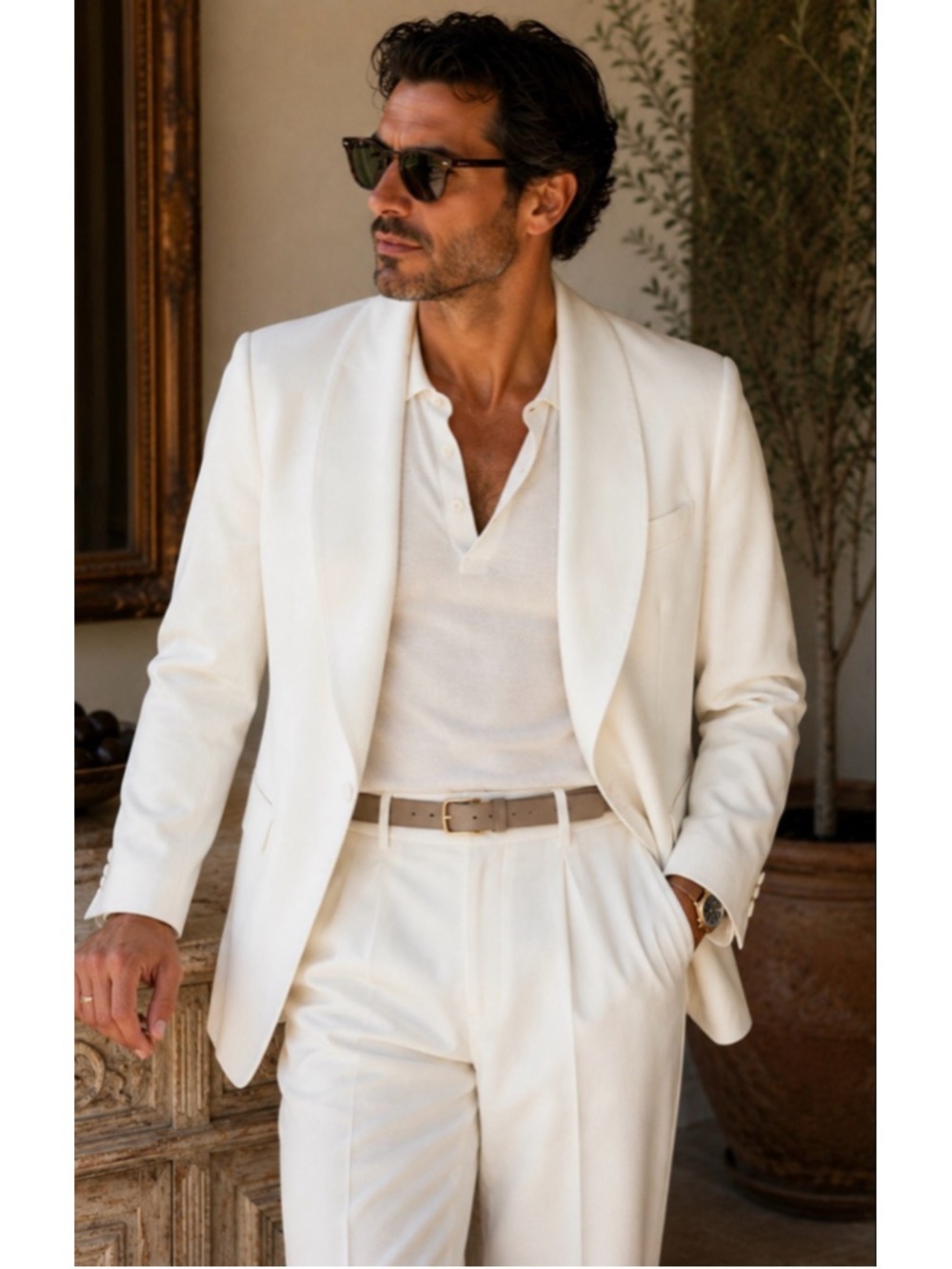 Z Zegna Off White Ivory Velvet Tuxedo Jacket Standard 48R New